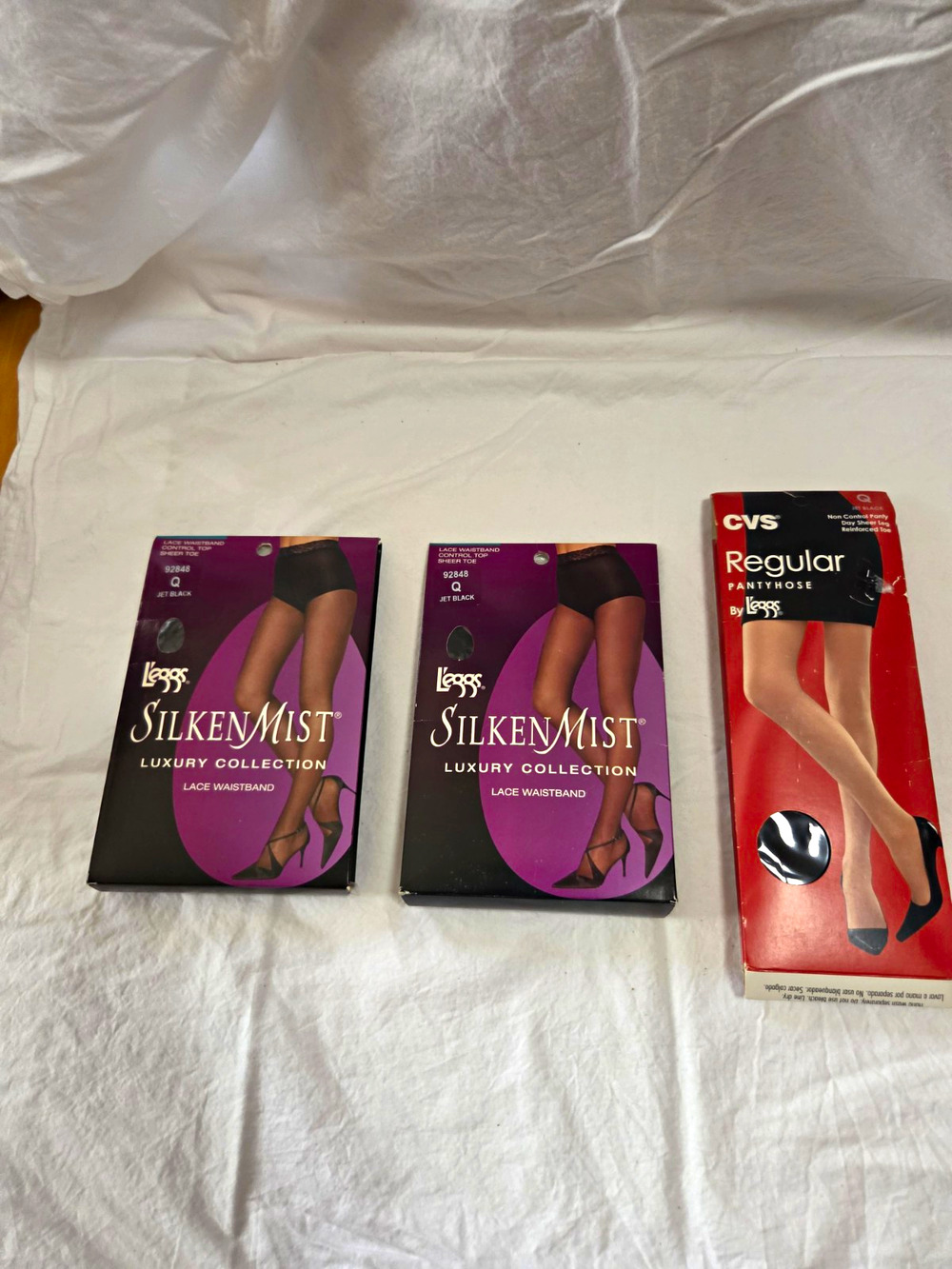 L'eggs Silken Mist Luxury Collection Control Top Pantyhose Jet Black Size Q